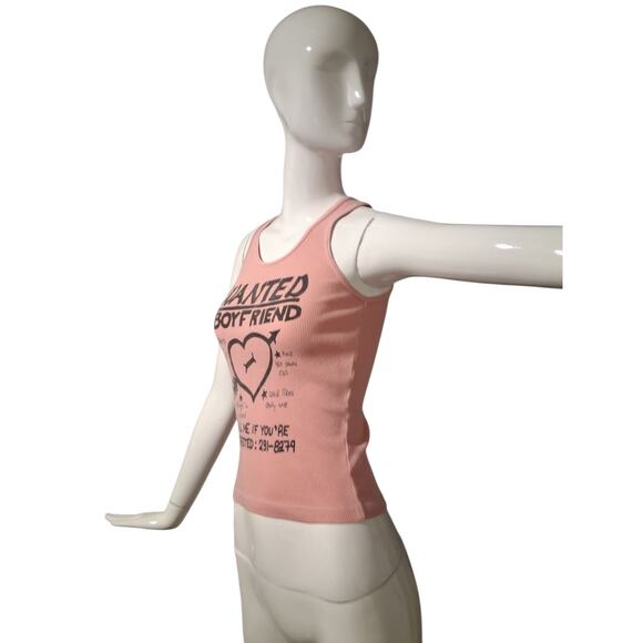 Y2K Wet Seal Women's size Small Grungecore Academia Ribbed Boyfriend Wanted Tank - Picture 2 of 12